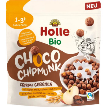 Holle Bio Choco Chipmunks cereálne guličky kakao a jablko od 1. roka